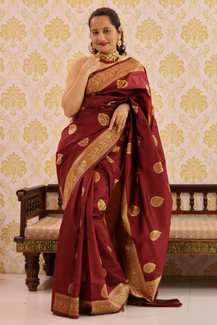 Peepal Leaf - Maroon (SAREE)