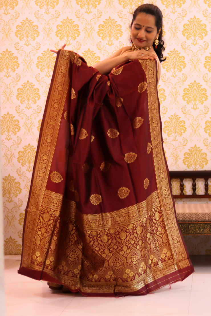 Peepal Leaf - Maroon (SAREE)