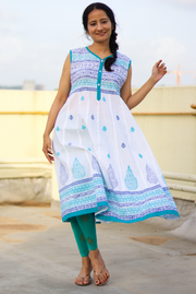 Block Printed Cotton Anarkali Kurti