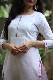 Embroidered Slub Silk Kurti